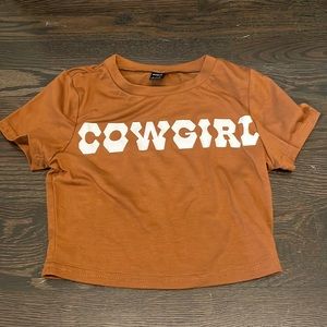 shein brown cropped shirt